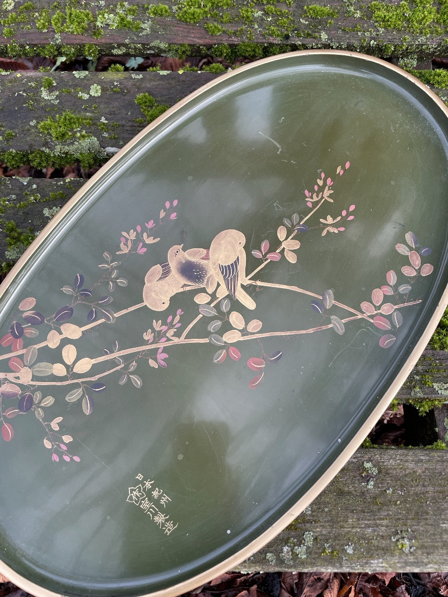 Japanese Tray Decorated With Gold -photo-3