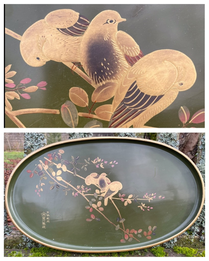 Japanese Tray Decorated With Gold 