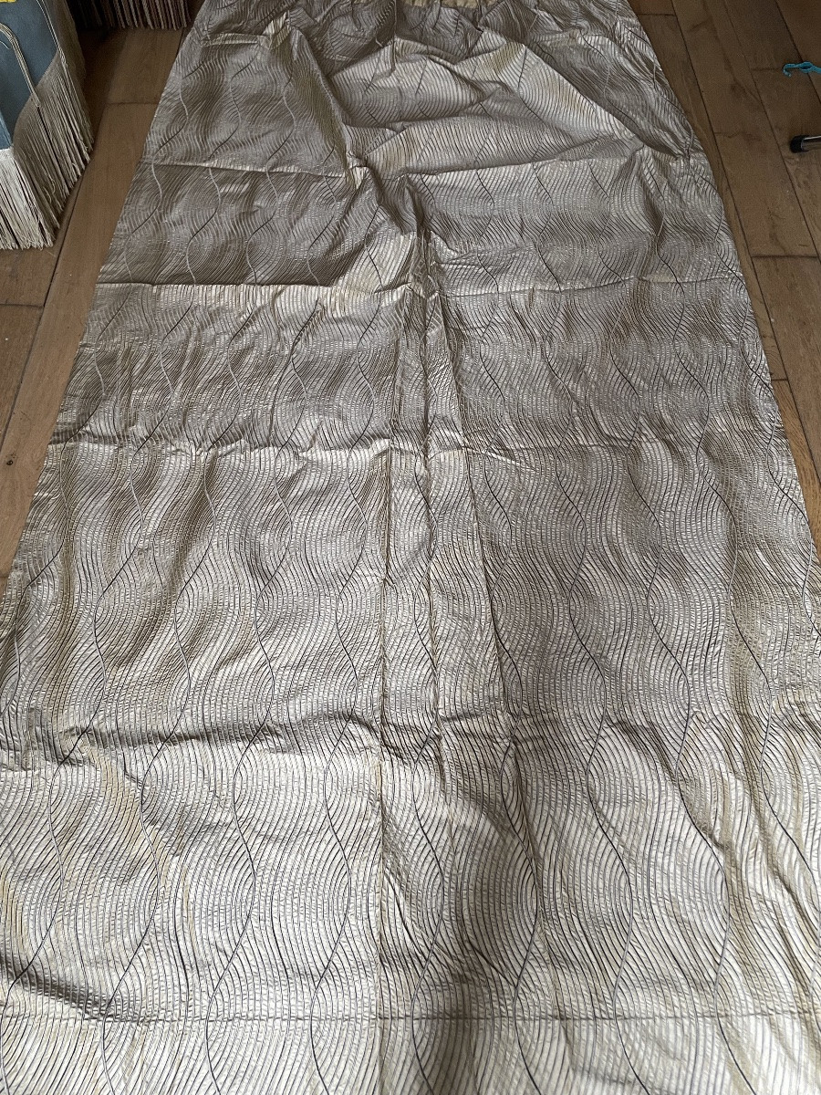 La paire de rideaux en soie sauvage Or et argent -photo-2