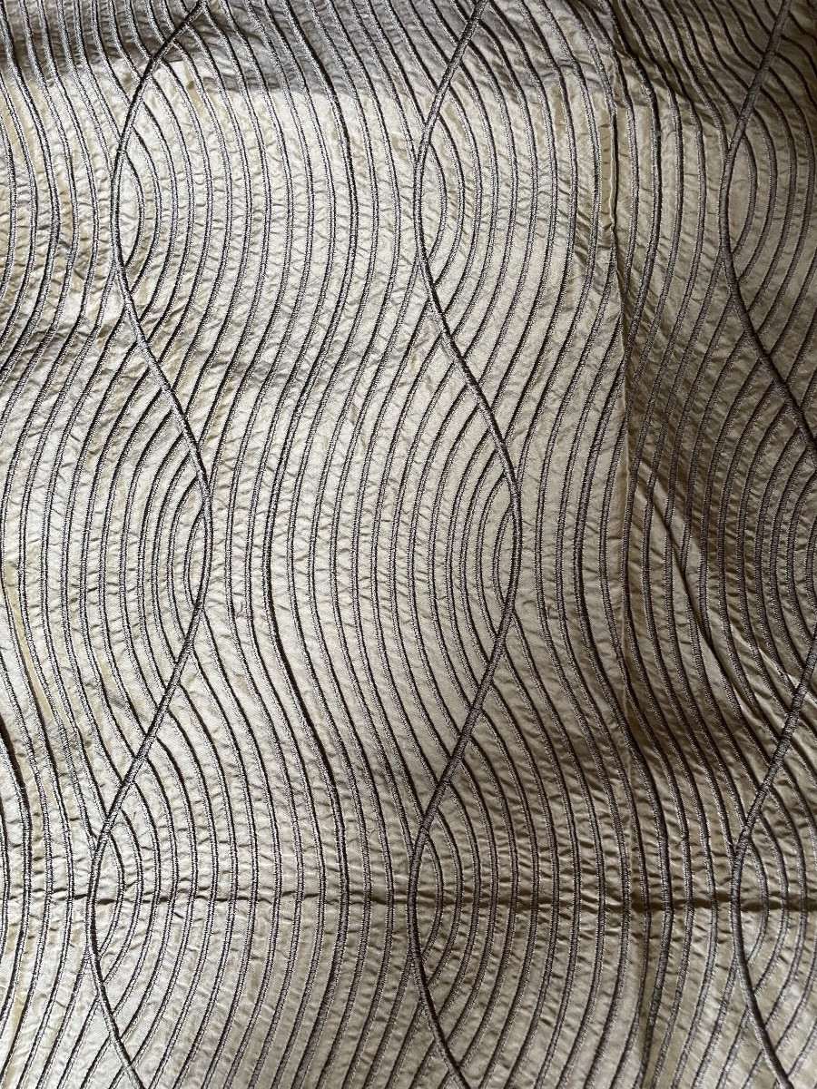La paire de rideaux en soie sauvage Or et argent -photo-3