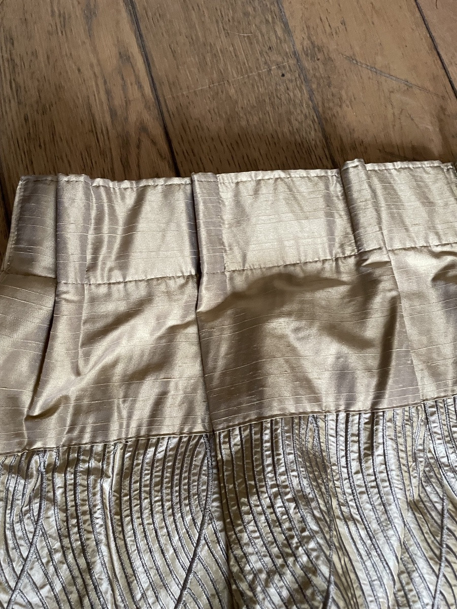 La paire de rideaux en soie sauvage Or et argent -photo-5