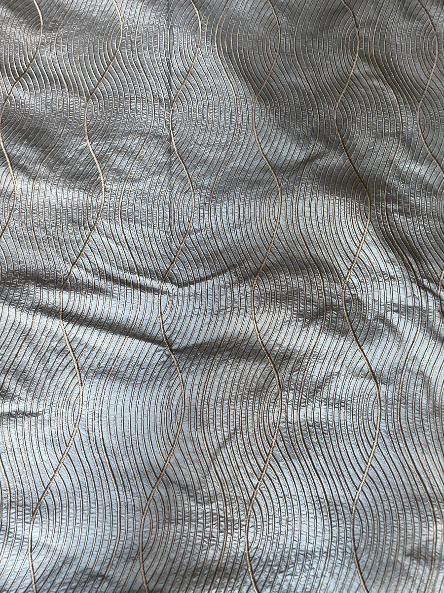 Le grand double  rideau en soie sauvage Or et bleu -photo-3
