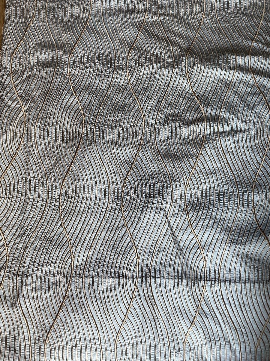 Le grand double  rideau en soie sauvage Or et bleu -photo-2