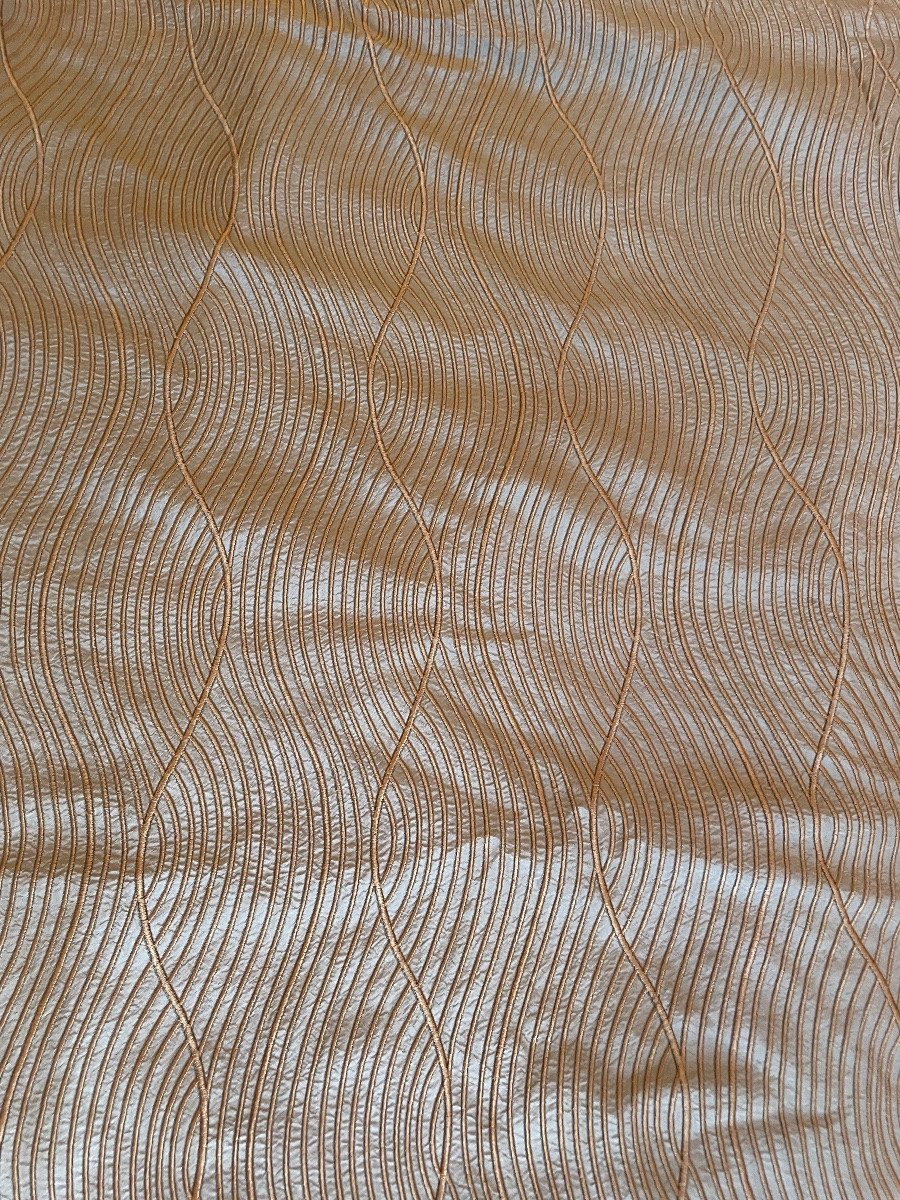 Le grand double  rideau en soie sauvage Or et bleu -photo-8