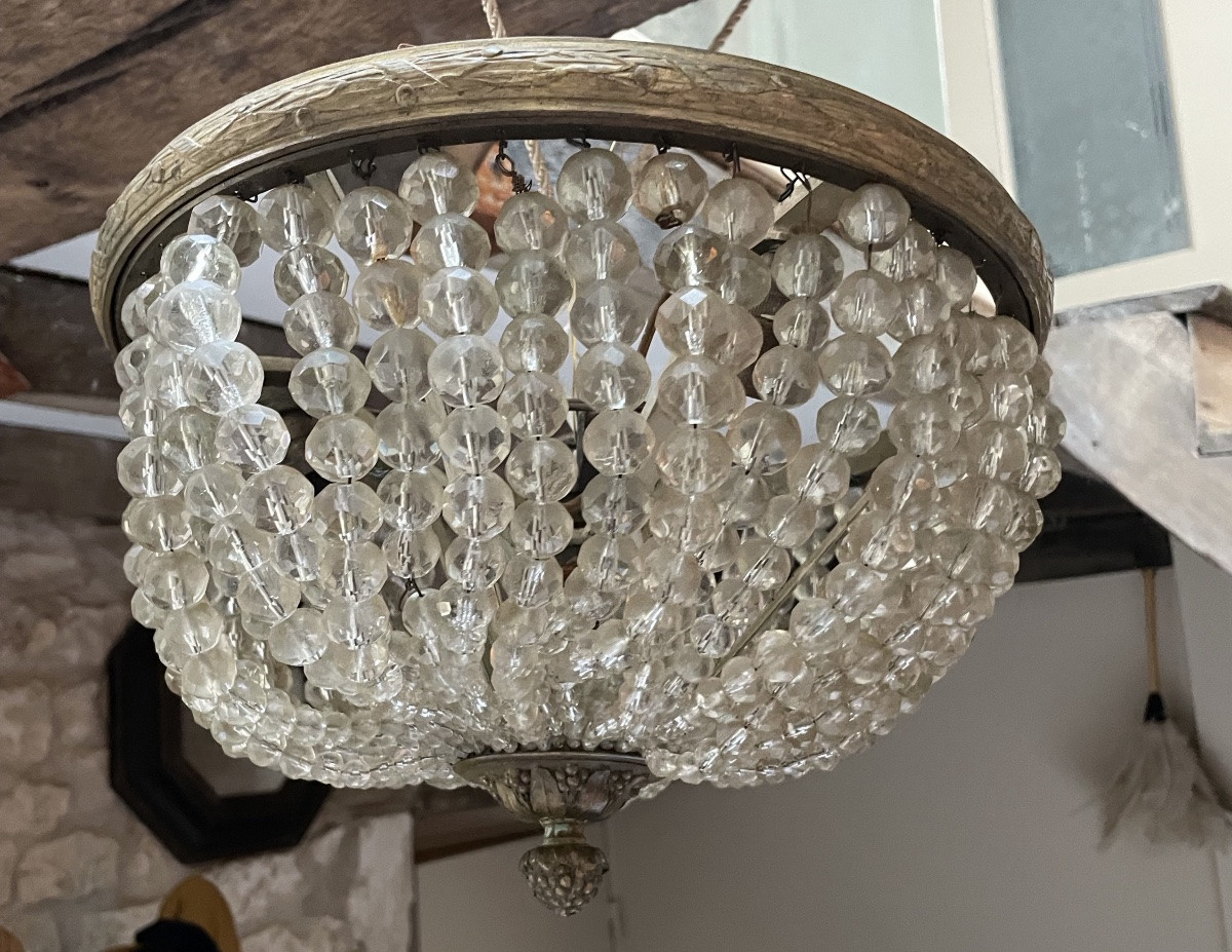Plafonnier à perles en bronze, d’époque Napoléon III -photo-2