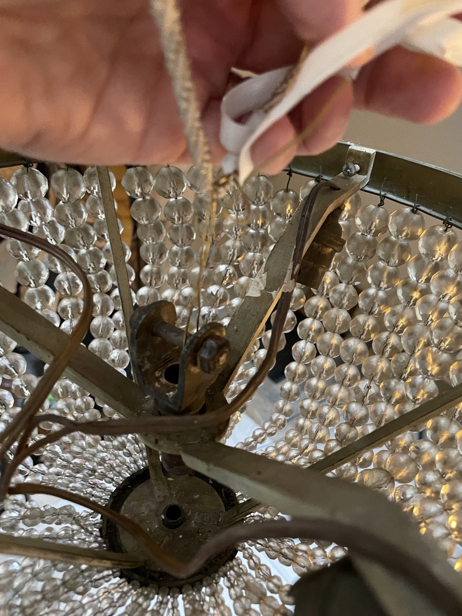 Plafonnier à perles en bronze, d’époque Napoléon III -photo-3
