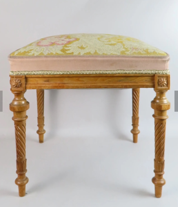 Stool Covered With A Tapestry In The Stitch -photo-4