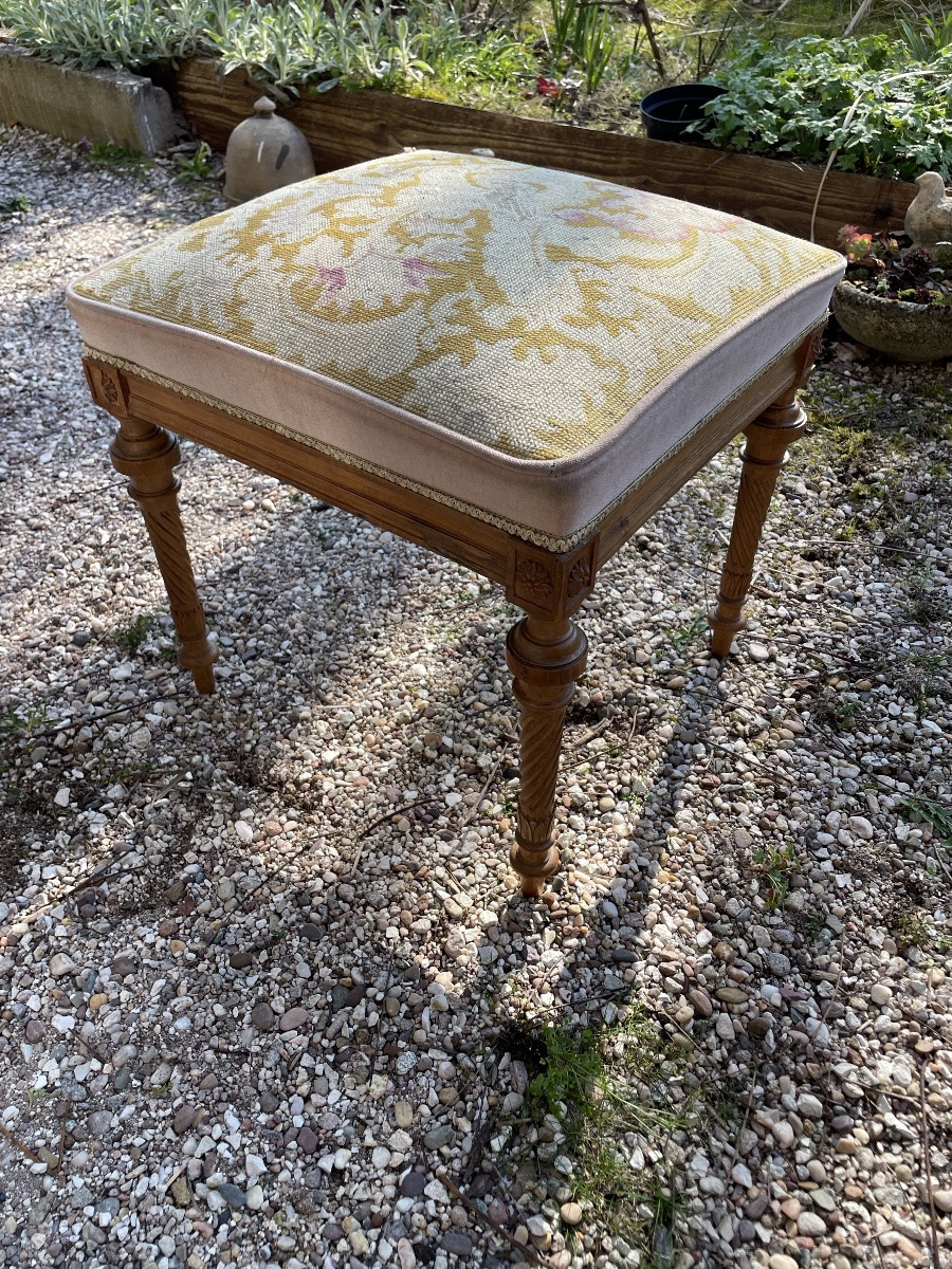 Stool Covered With A Tapestry In The Stitch -photo-1