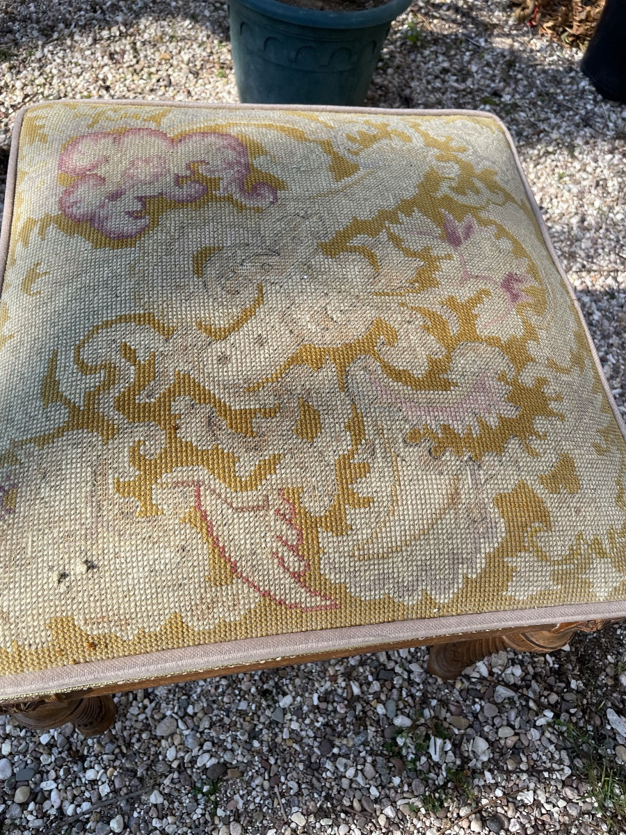 Stool Covered With A Tapestry In The Stitch -photo-3