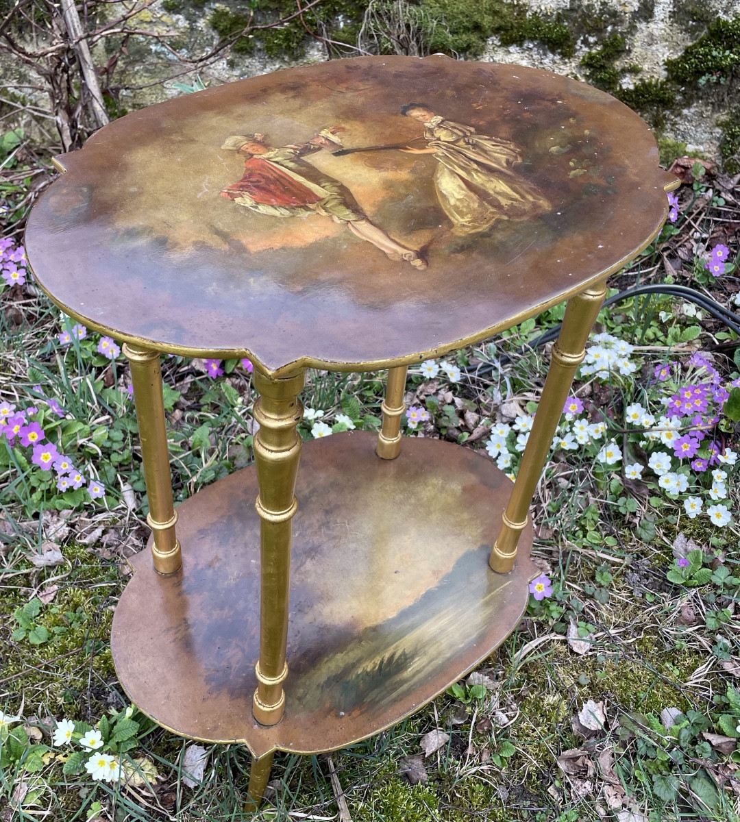 A Flying Table Painted With Martin Varnish, Inspired By Watteau 