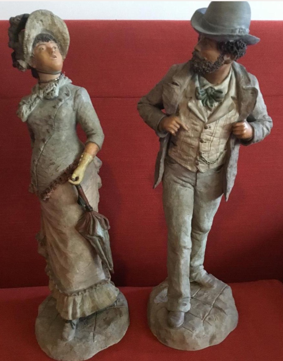 Pair Of Merveilleux In White Terracotta, Circa 1900-photo-3