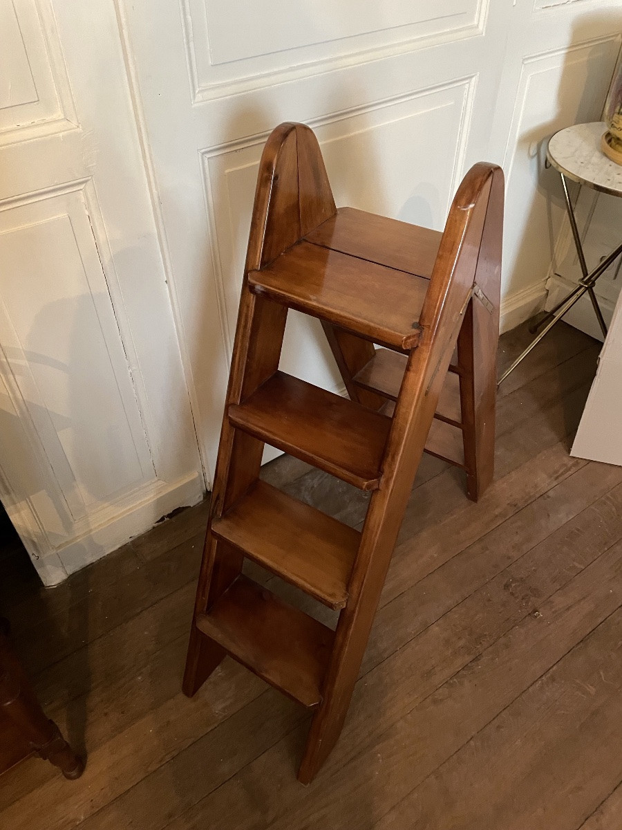 ESCABEAU / ESCALIER DE BIBLIOTHÈQUE EN Acajou -photo-3