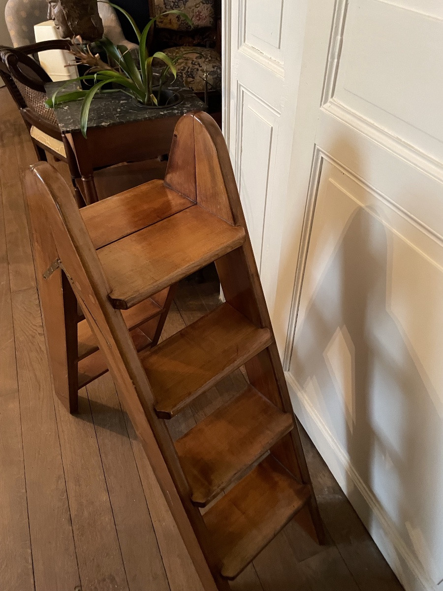 ESCABEAU / ESCALIER DE BIBLIOTHÈQUE EN Acajou -photo-7