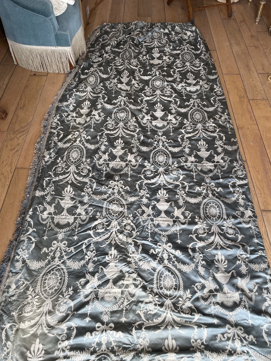 Curtain, Door Curtain, In Blue Silk, Blackout, Restoration -photo-2