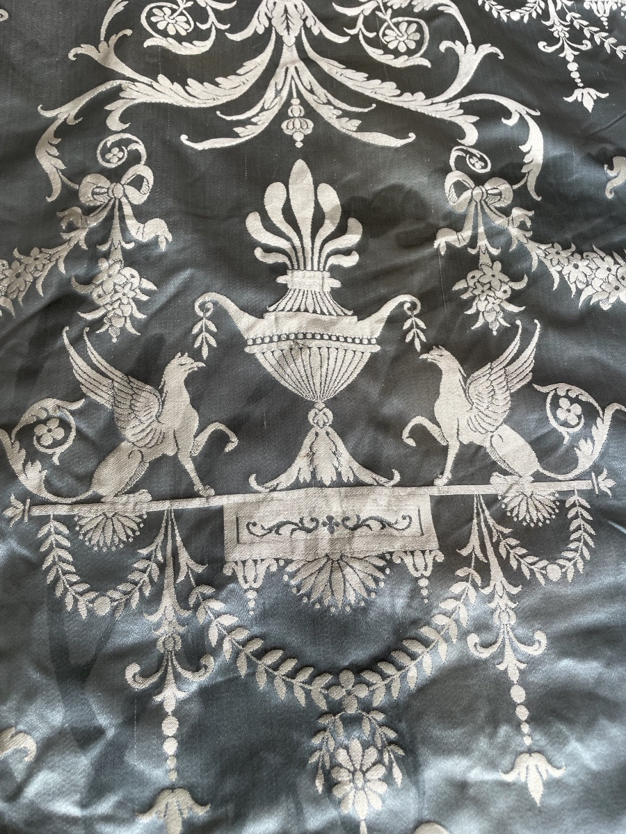 Curtain, Door Curtain, In Blue Silk, Blackout, Restoration -photo-4