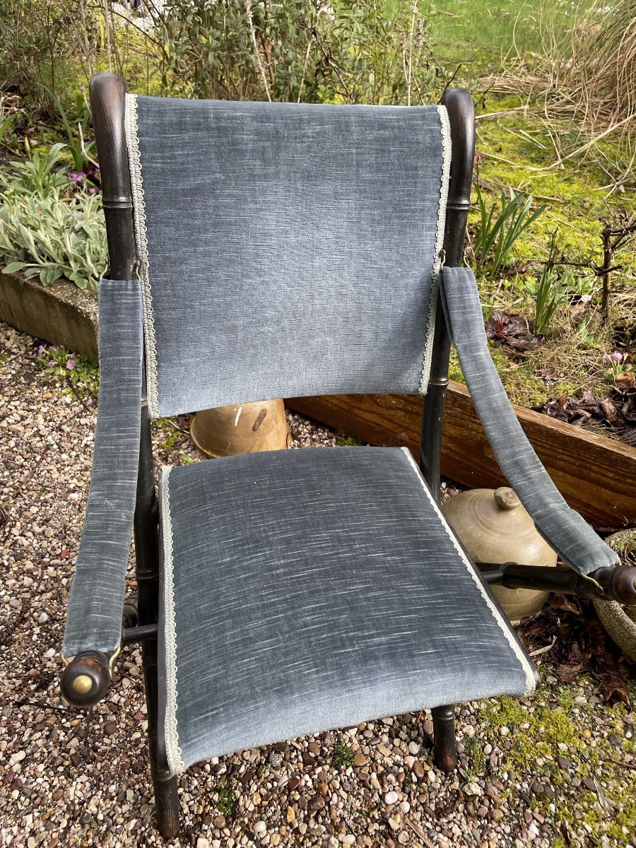 Small Folding Chair In Bamboo-style Wood From The Napoleon III Era -photo-4