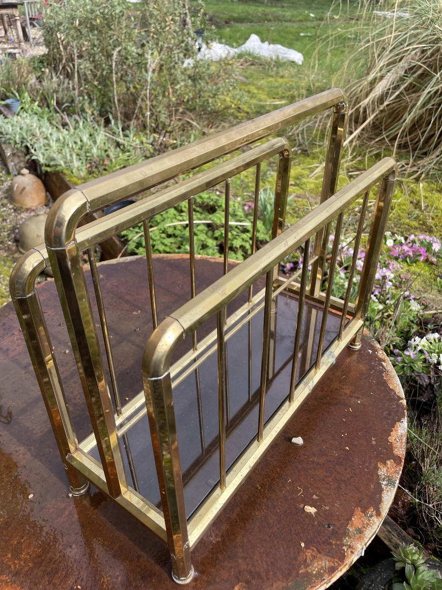 Porte revues  Art Déco en laiton, années 1950, Allemagne-photo-2