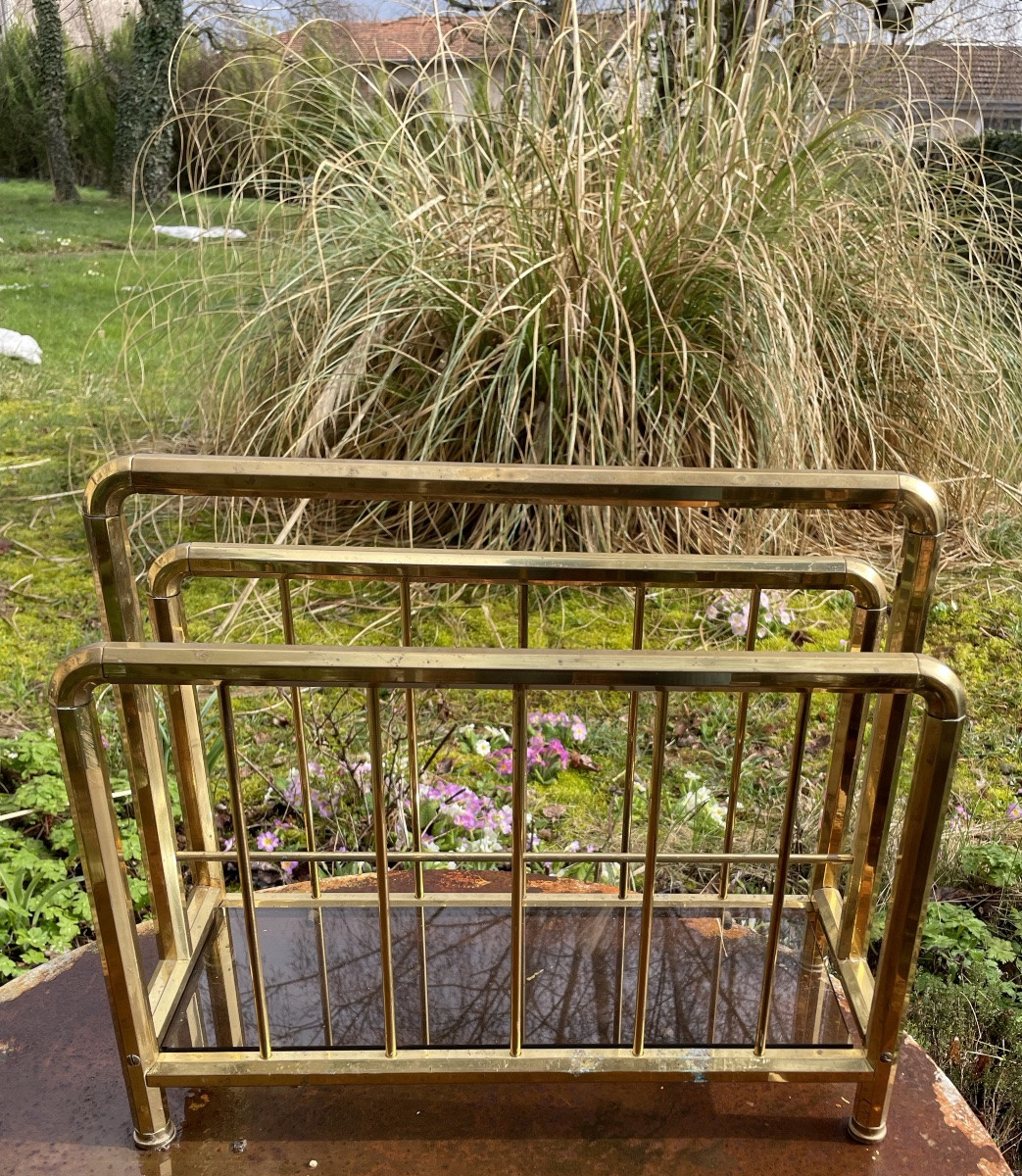 Porte revues  Art Déco en laiton, années 1950, Allemagne-photo-1