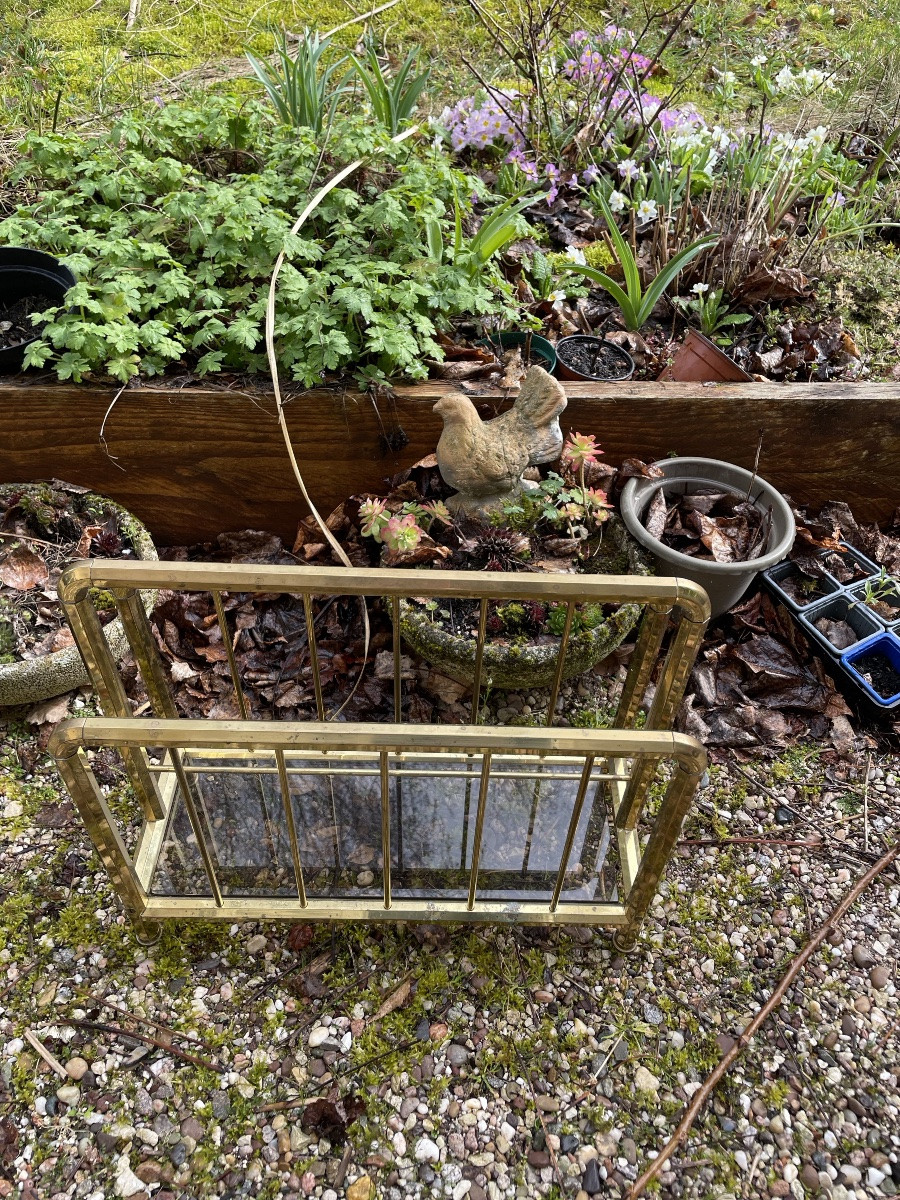 Porte revues  Art Déco en laiton, années 1950, Allemagne-photo-5