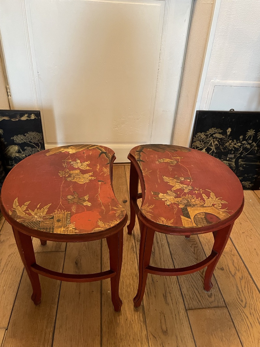 The Pair Of Chinese Lacquered Side Tables -photo-4