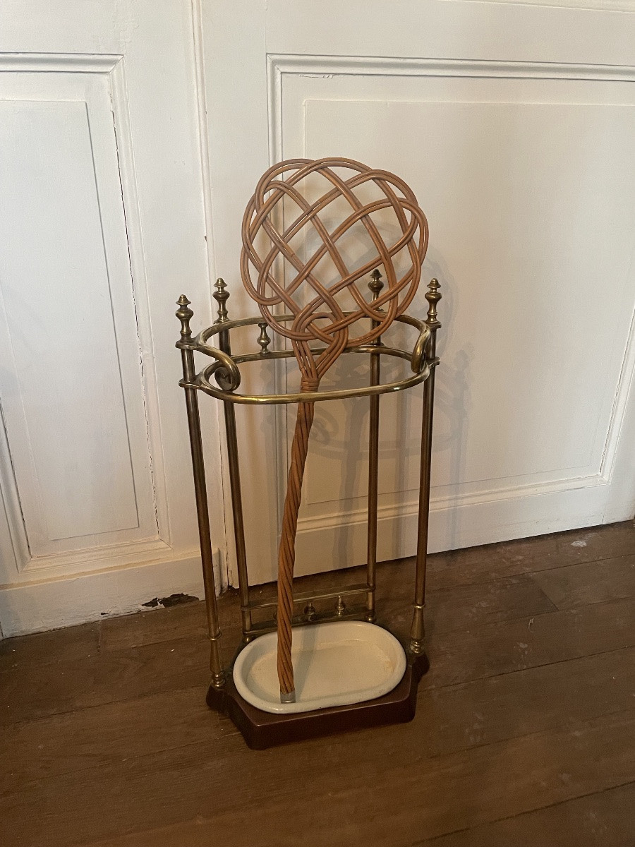 Art Nouveau Gilt Brass Umbrella Stand -photo-2