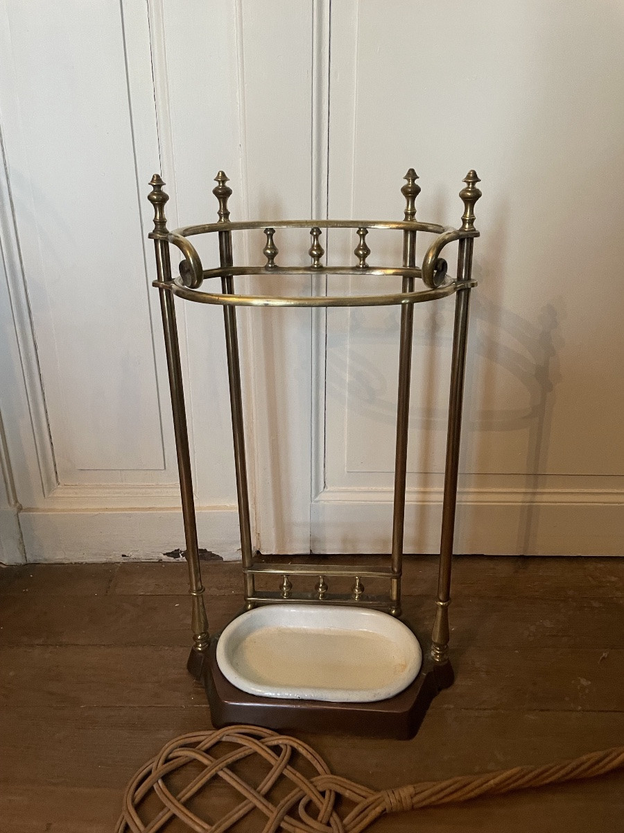 Art Nouveau Gilt Brass Umbrella Stand -photo-4