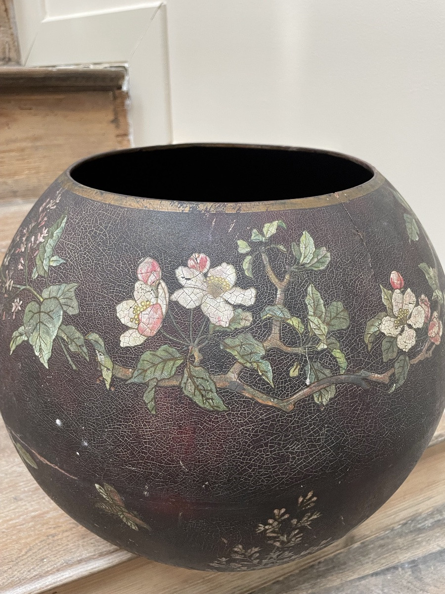 Boule Vase In Boiled Cardboard From Pont à Mousson-photo-3