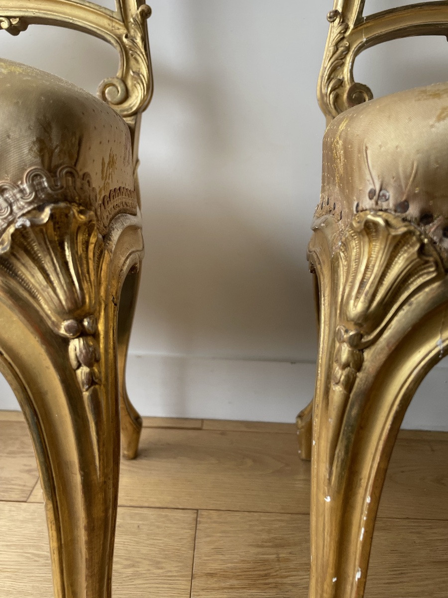 The Pair Of Gilded Wood Chairs With Canéphores-photo-4