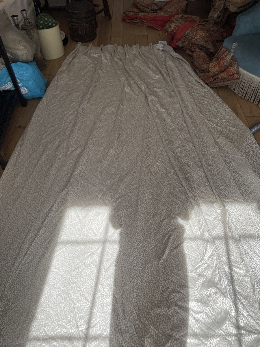 La paire de grands doubles rideaux occultants feuilles argentées-photo-2