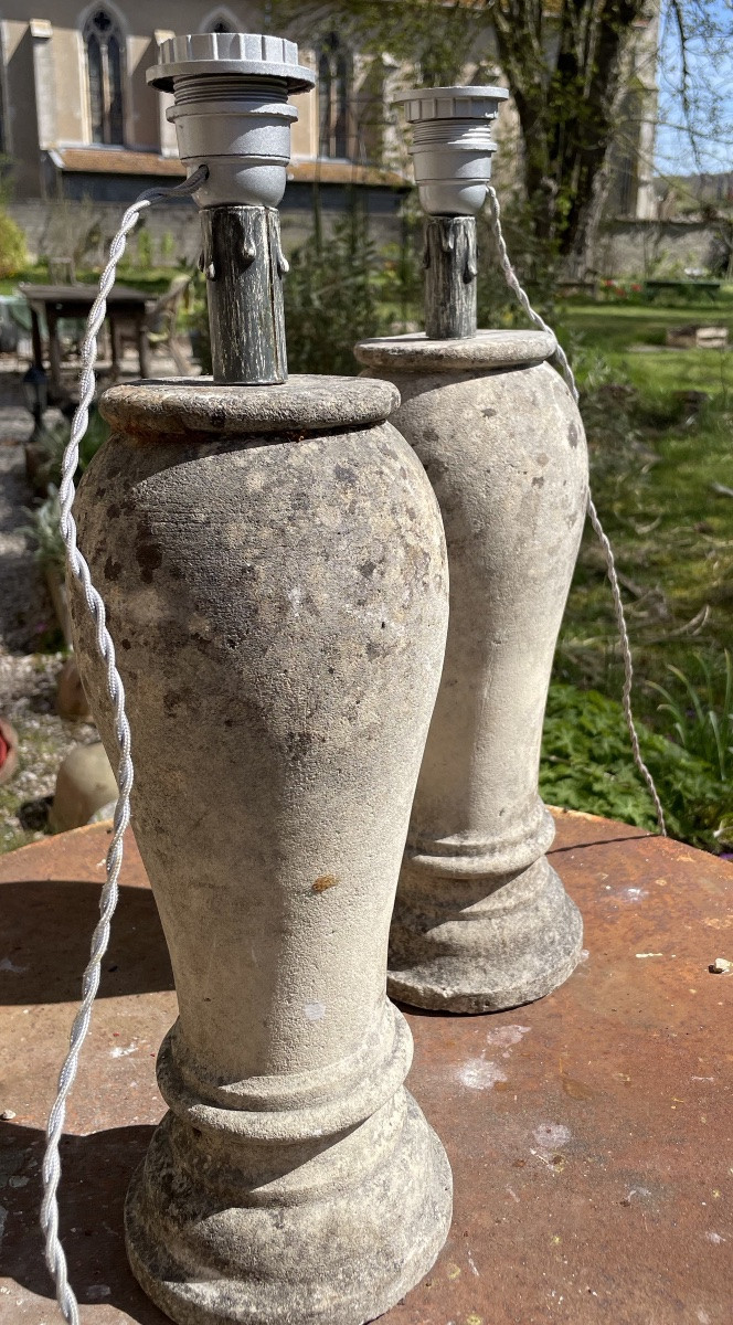 Pair Of Large Lamps In Reconstituted Stone-photo-3