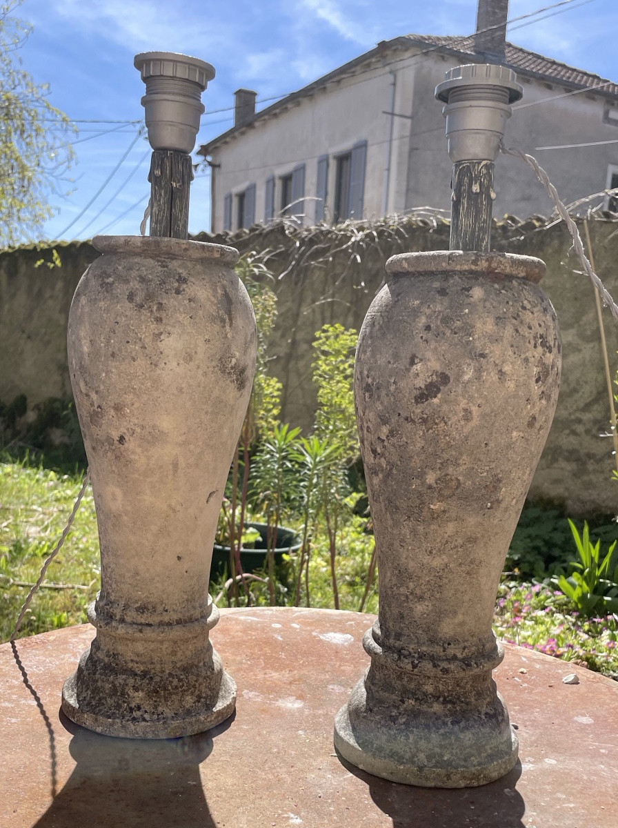 Pair Of Large Lamps In Reconstituted Stone-photo-6
