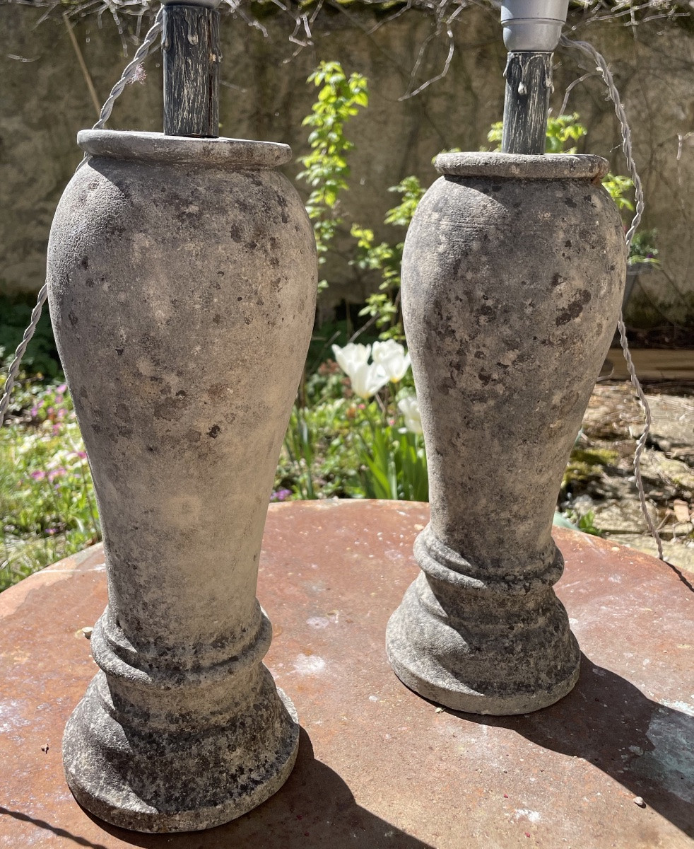 Pair Of Large Lamps In Reconstituted Stone-photo-7