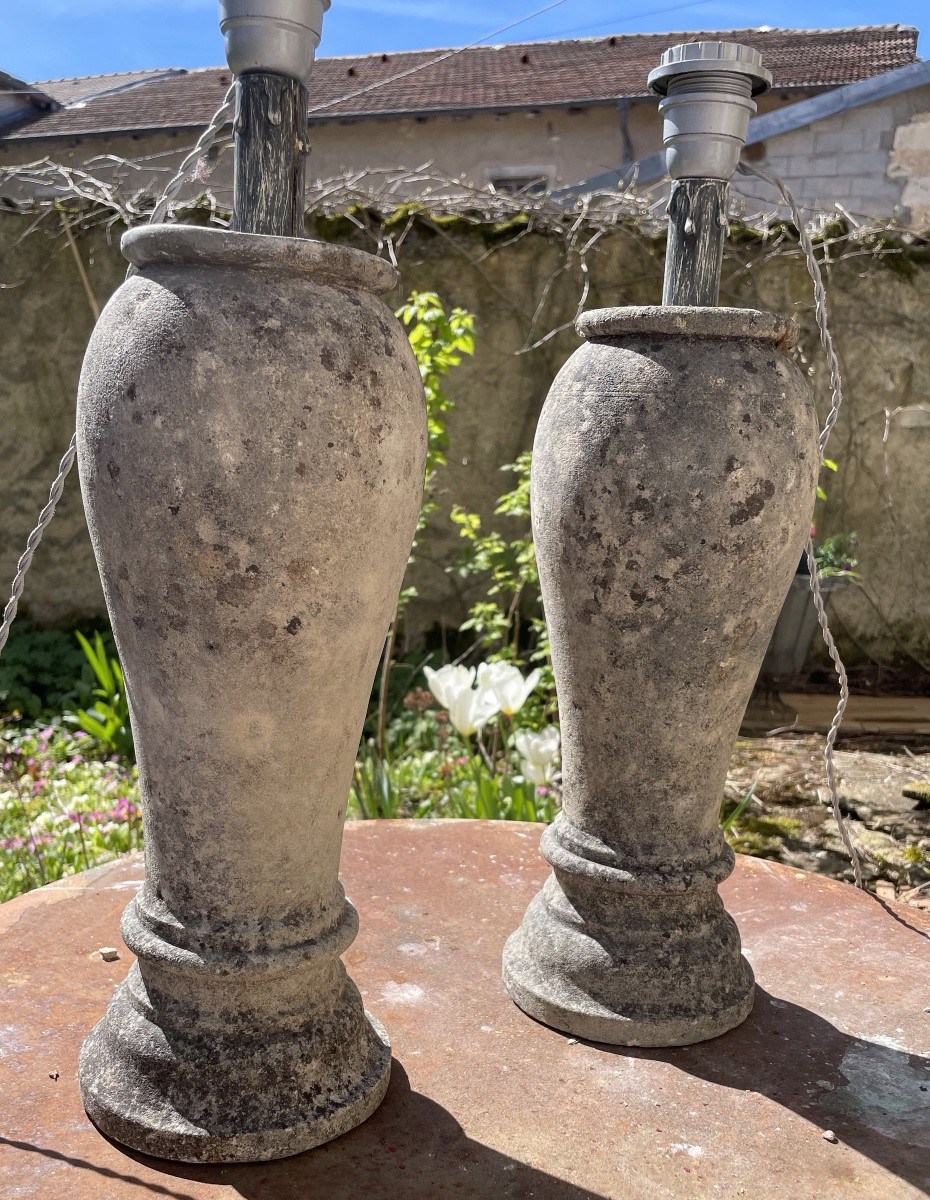 Pair Of Large Lamps In Reconstituted Stone-photo-8