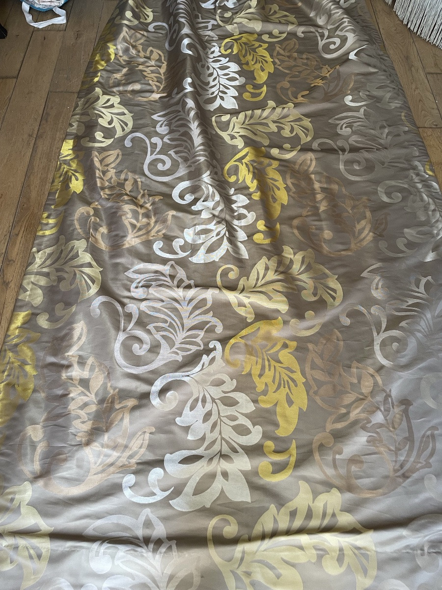 The Pair Of Double Curtains Leaves Gold 3 Patinas And Silver-photo-2