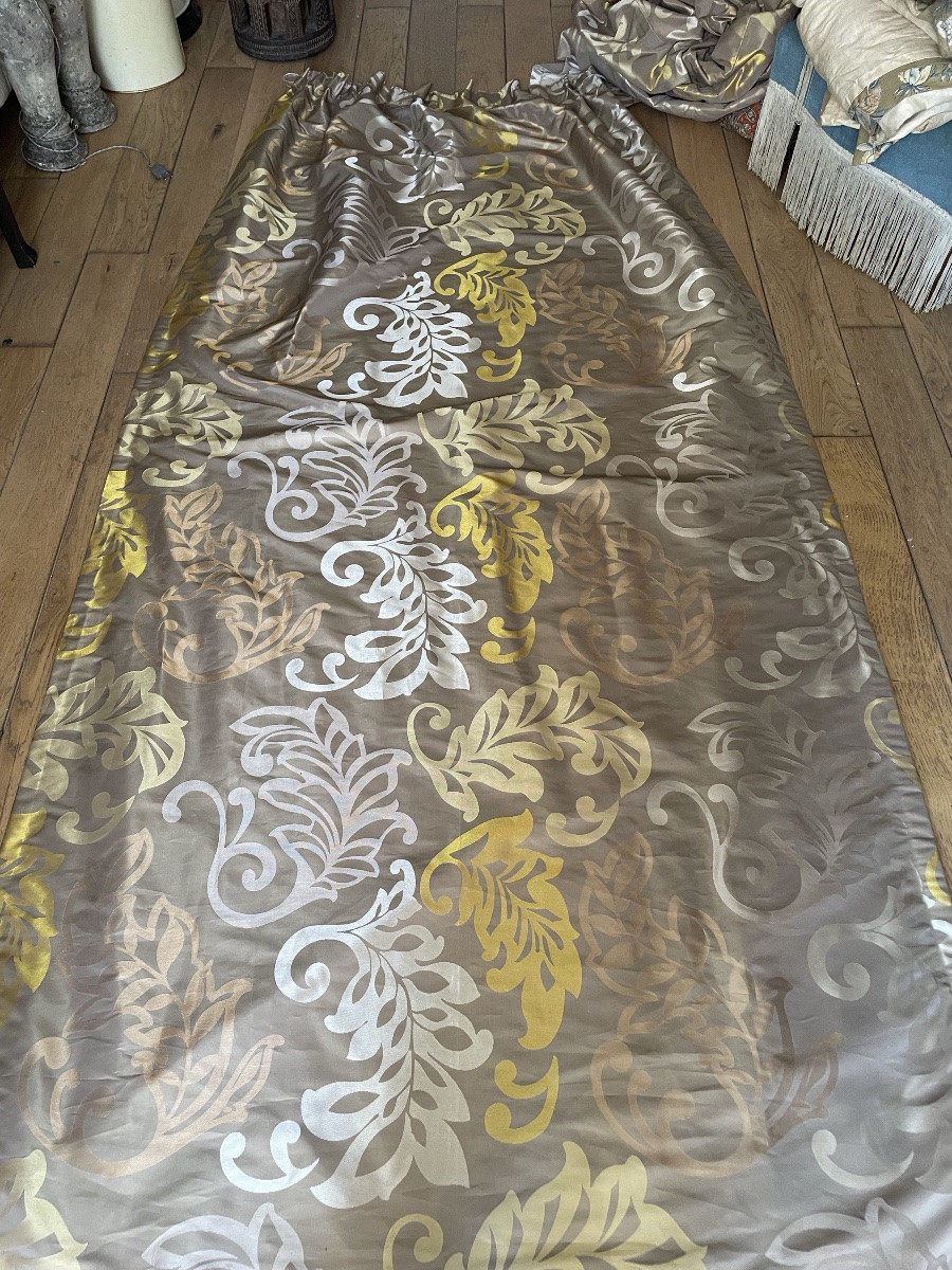 The Pair Of Double Curtains Leaves Gold 3 Patinas And Silver-photo-4