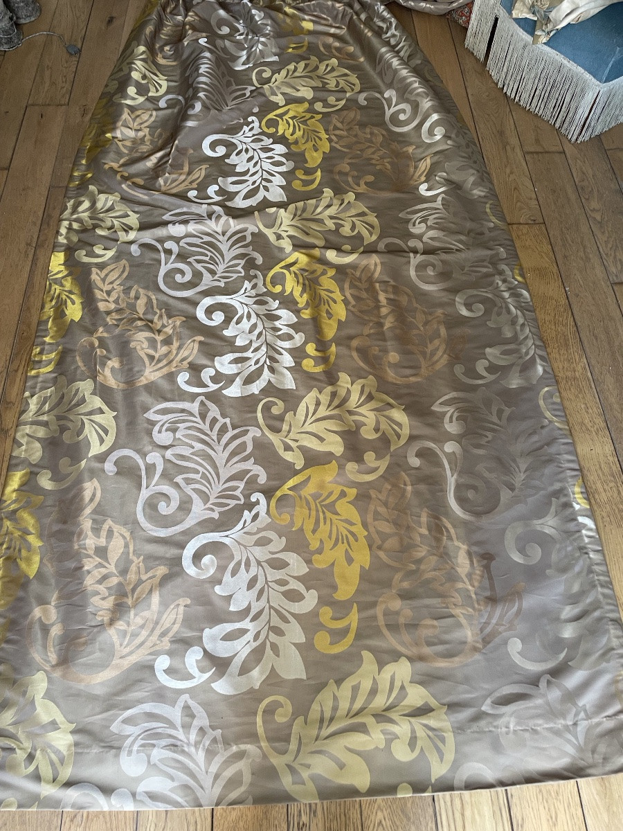The Pair Of Double Curtains Leaves Gold 3 Patinas And Silver-photo-1