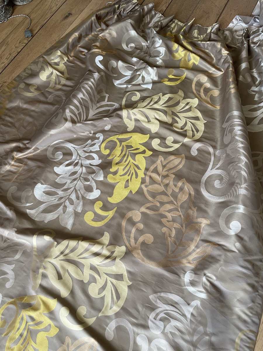 The Pair Of Double Curtains Leaves Gold 3 Patinas And Silver-photo-6