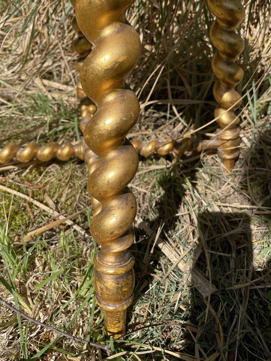 Pouf Tabouret In Turned And Gilded Wood . Circa 1880-photo-1