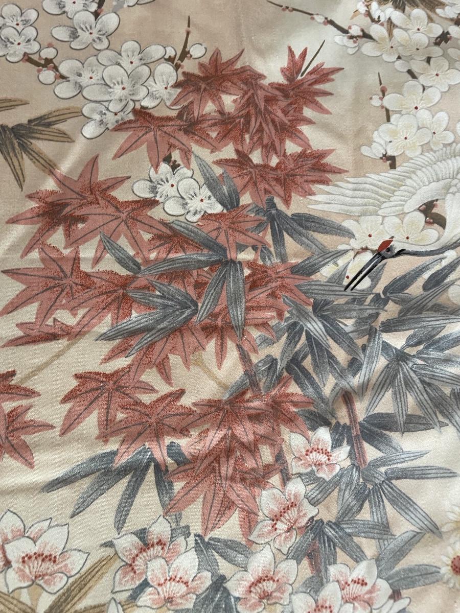 Pair Of Japanese Curtains With Cranes In Flight-photo-4