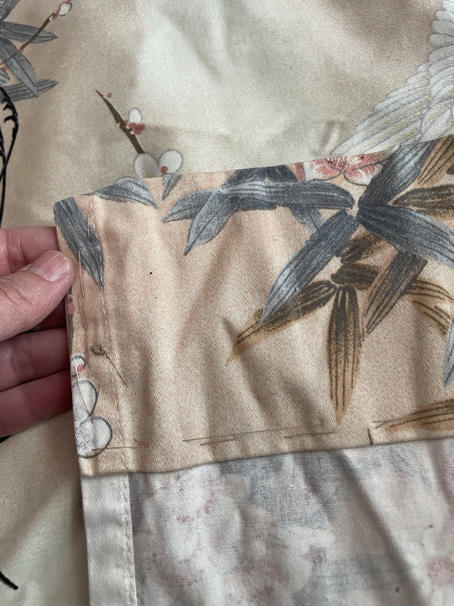 Pair Of Japanese Curtains With Cranes In Flight-photo-2