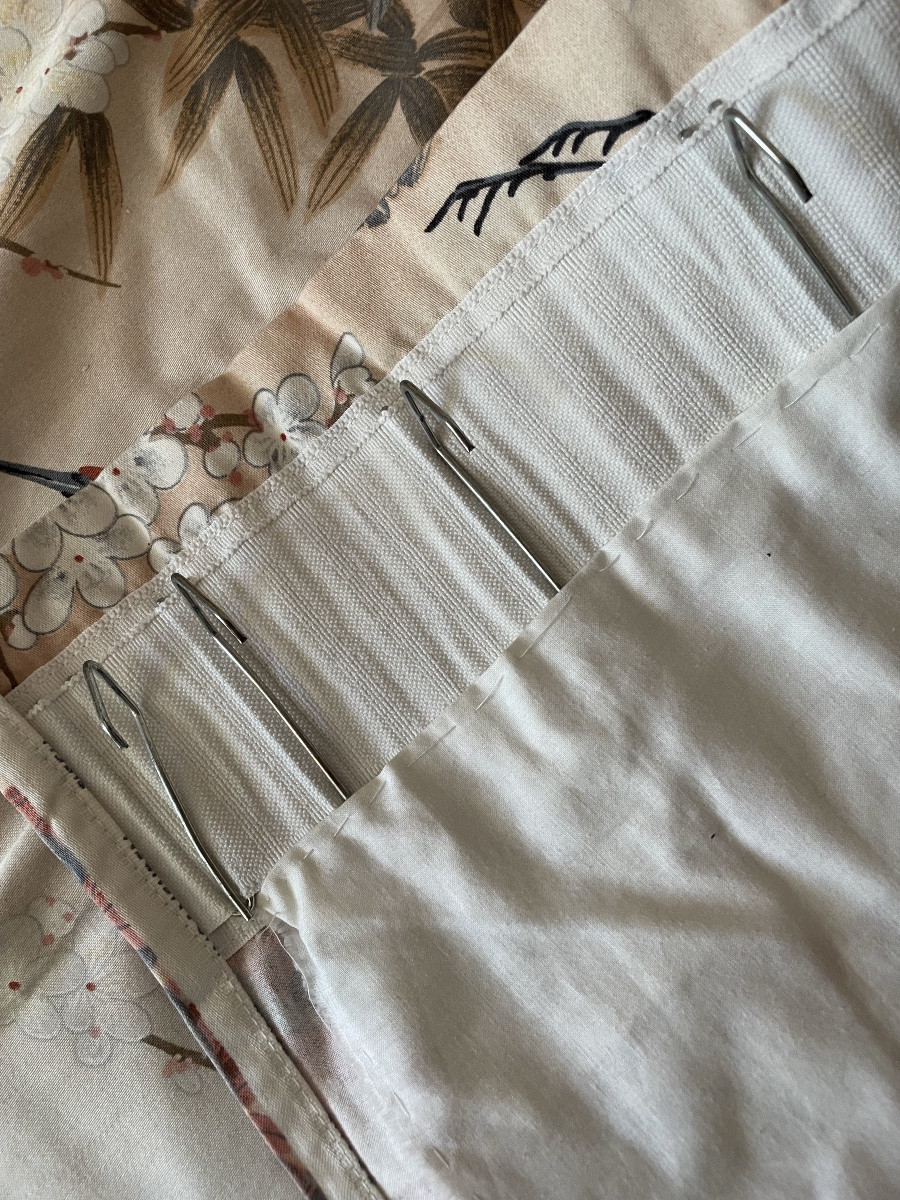 Pair Of Japanese Curtains With Cranes In Flight-photo-7