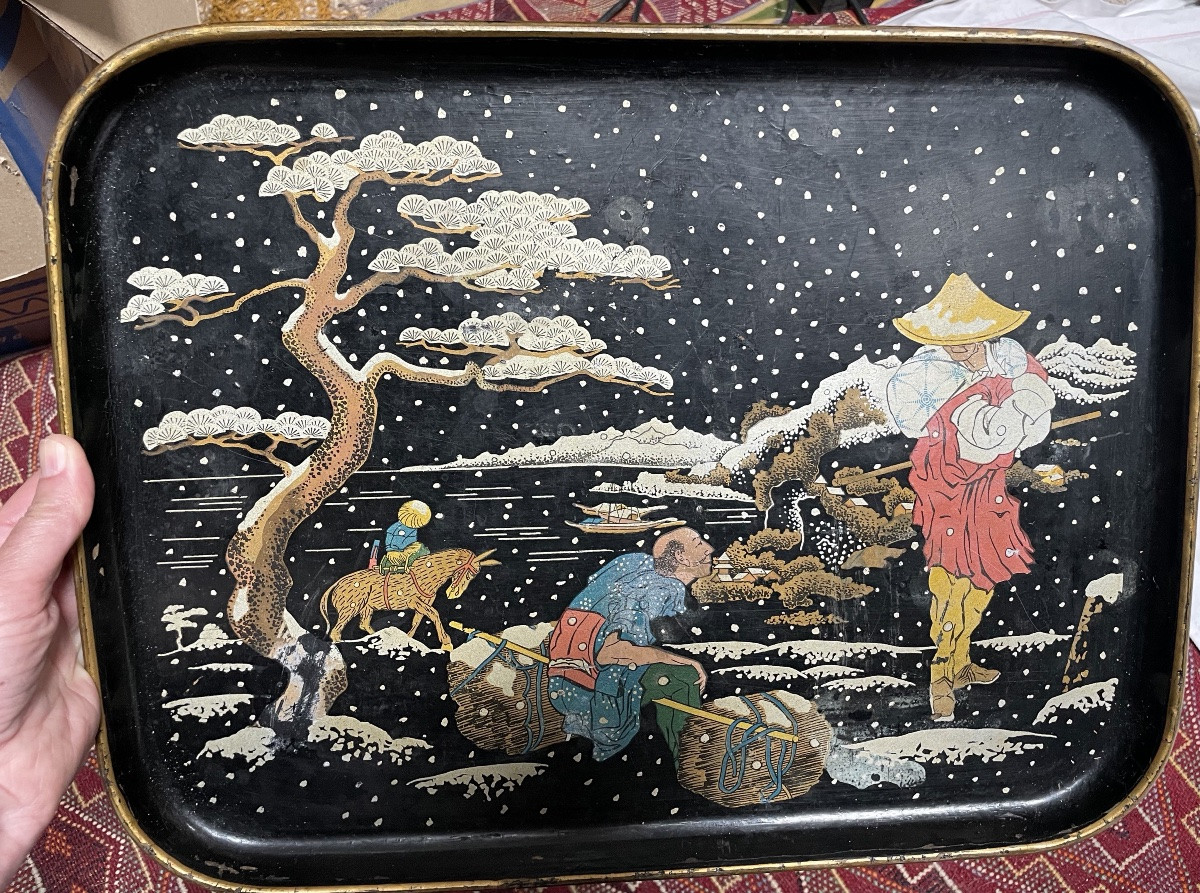 Japanese Tray In Boiled Cardboard From Pont à Mousson-photo-3