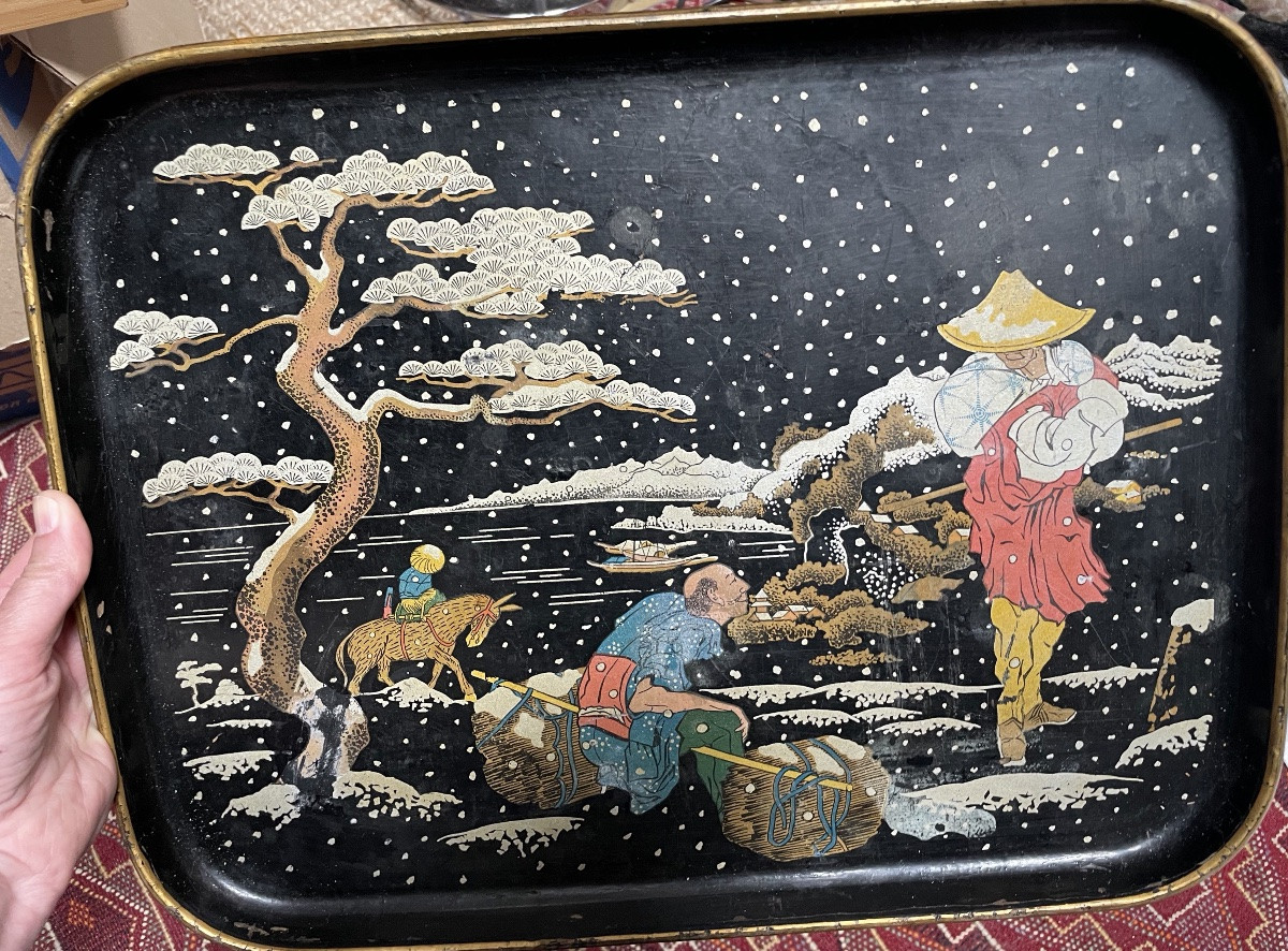 Japanese Tray In Boiled Cardboard From Pont à Mousson-photo-4