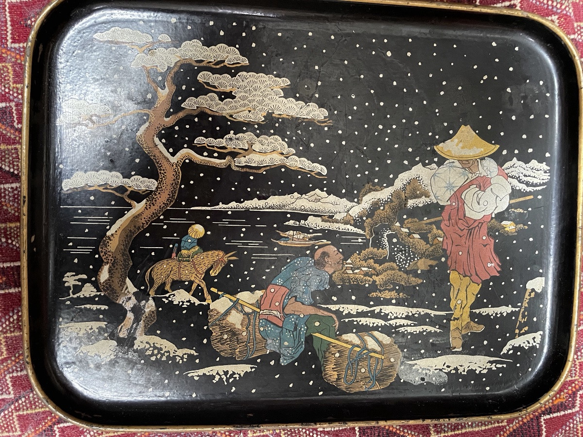 Japanese Tray In Boiled Cardboard From Pont à Mousson-photo-1