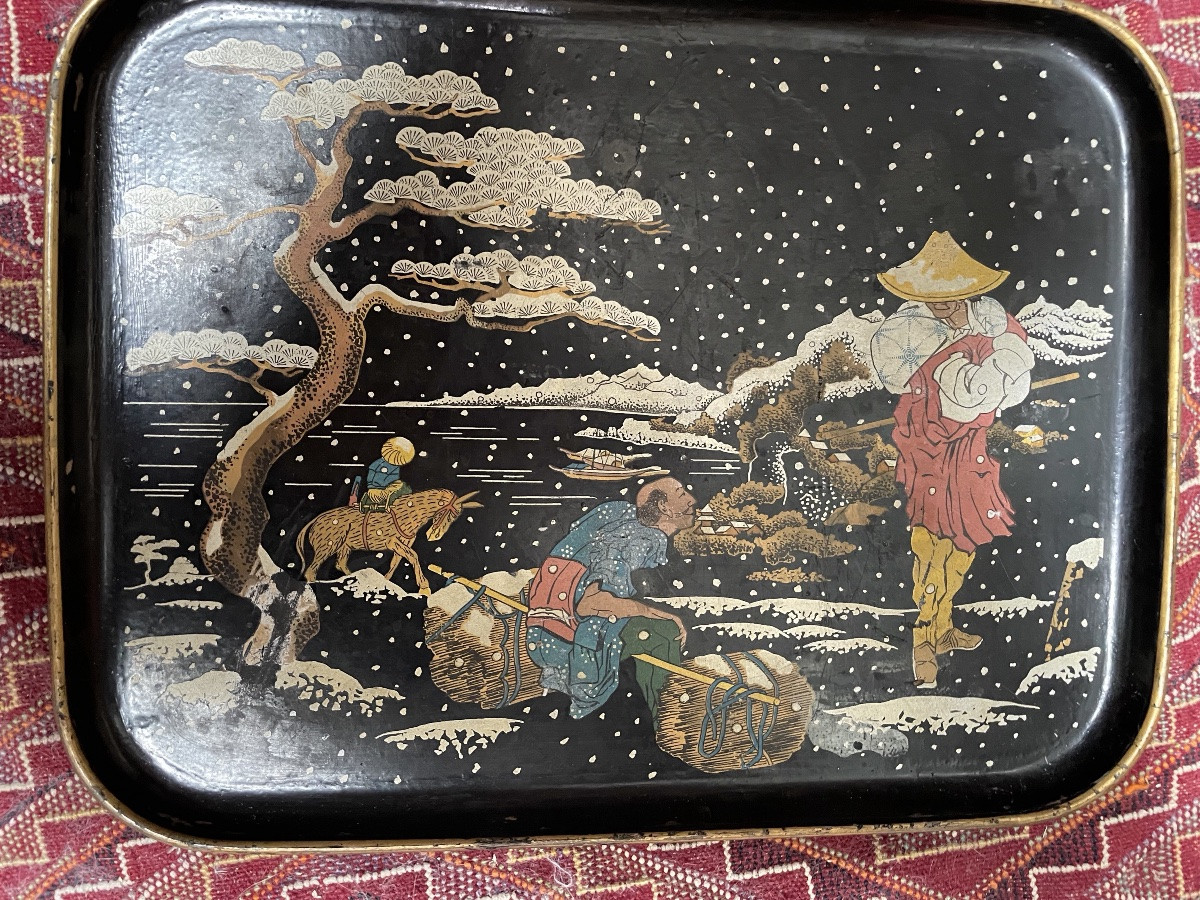 Japanese Tray In Boiled Cardboard From Pont à Mousson-photo-2