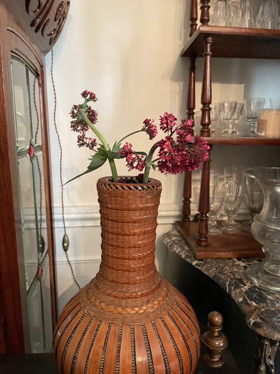Vase à ikebana en bambou tressé -photo-4