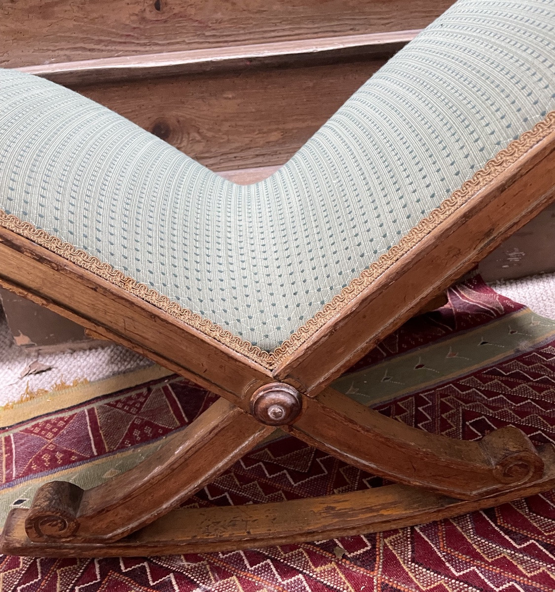 Gilded Wood Foot Stool-photo-3