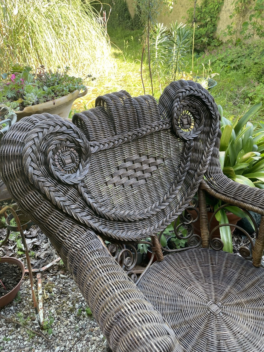 Dlg Woven Wicker Armchair By Perret Vibert-photo-2