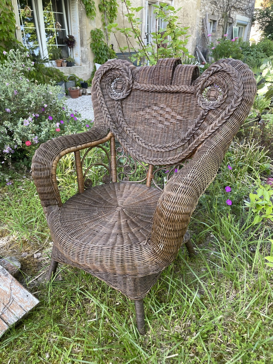 Dlg Woven Wicker Armchair By Perret Vibert-photo-5