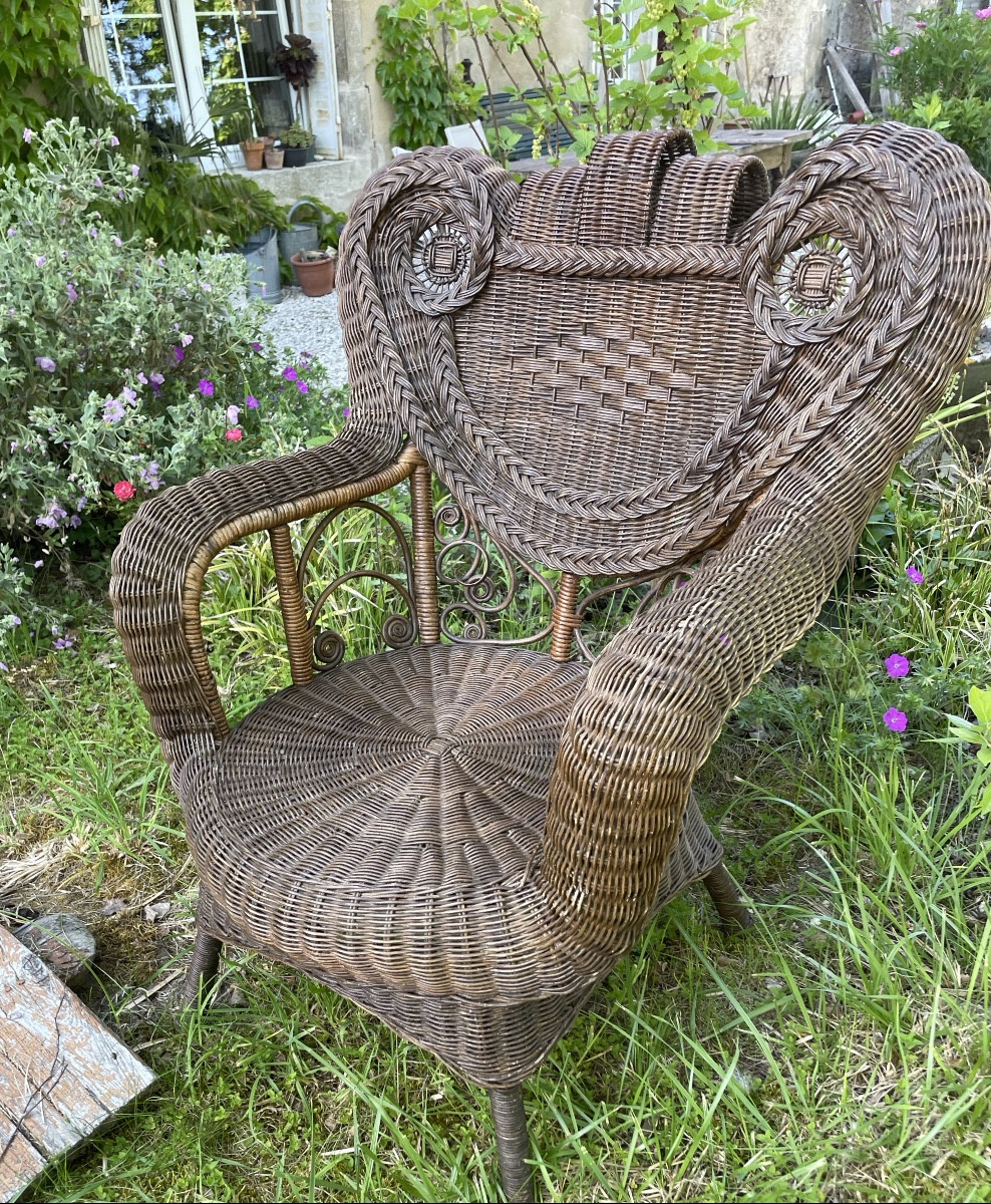 Dlg Woven Wicker Armchair By Perret Vibert-photo-3
